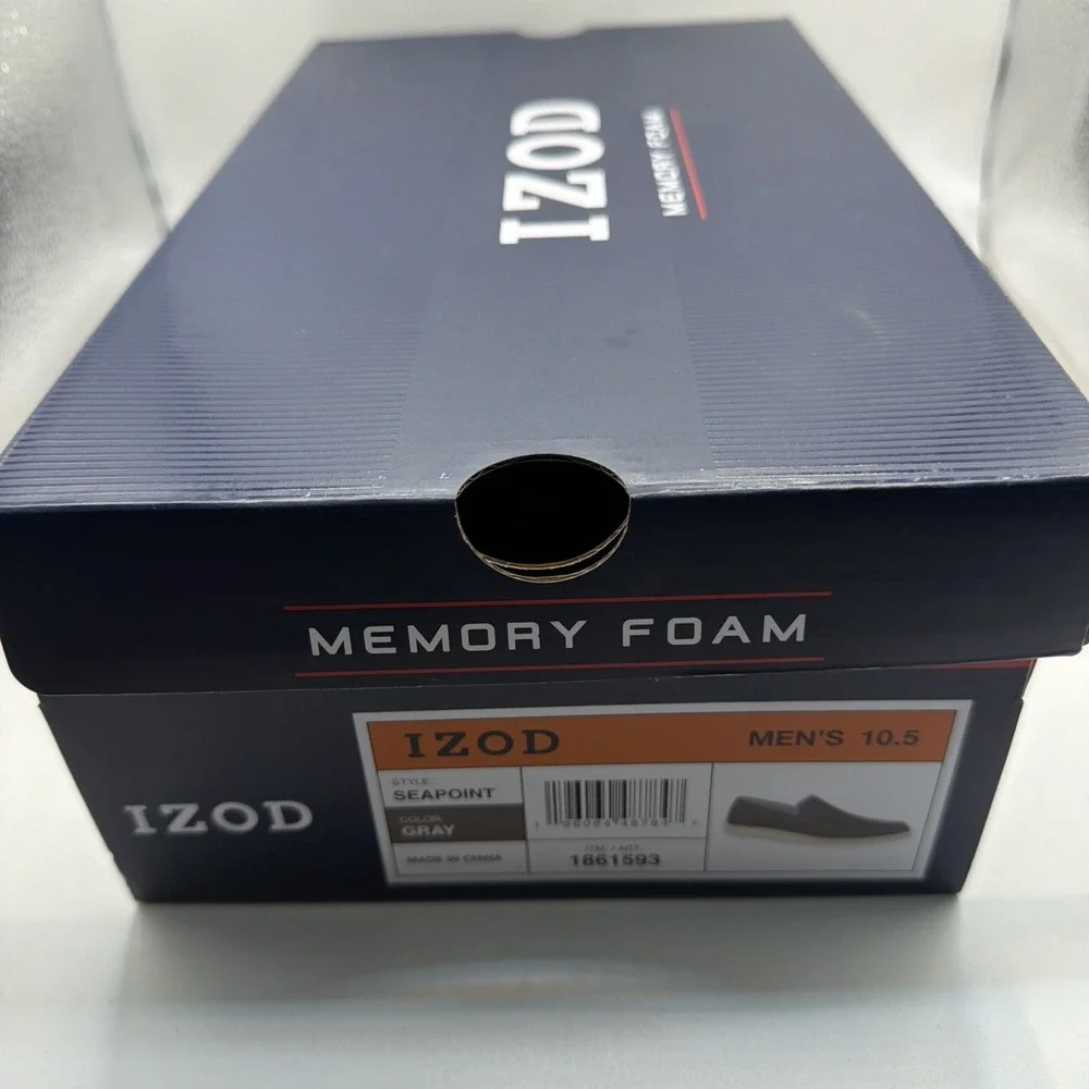 Izod Mens Seapoint Gray Sneaker‎ Slip On Boat Beach Shoe Memory Foam Size 10.5